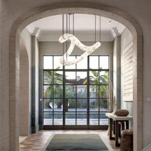 Nature Marble Pendant Light for Villa Living Room Stairs Hotel Restaurant Ceiling Lamps Gold Metal Alabaster Chandelier Lights Lamp