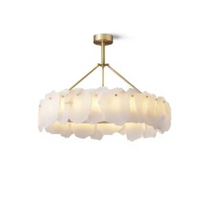 Modern Bedroom Alabaster Pendant Light Natural Spanish Brass Burton Alabaster Chandelier for Dining Table