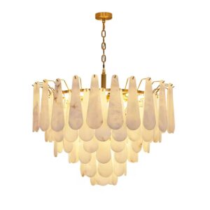 All Copper Spanish Alabaster Living Room Chandelier Nordic Light Luxury Post Modern Simple New Style Bedroom Study Dining Room Lighting