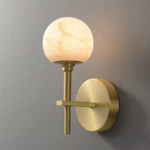 Natural Alabaster Wall Lamp Bedroom Bedside Lamp Modern Luxury Living Room Background Wall All Copper Marble LED Wall Light