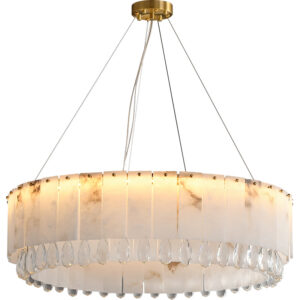 Nordic Hotel Lobby Brass Natural Marble Decorative Chandelier Modern Living Room LED Lamps Lighting for the Ceiling