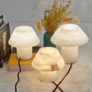 Artsolute Handcrafted Modern Design Alabaster Table Lamp Dimmable Warm LED Bedside Lamp for Living Room