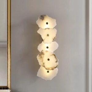 Modern Living Room Background Copper Wall Lamp Natural Alabaster Minimalist Art Designer Aisle Corridor Bed Side Hotel Wall Lamp