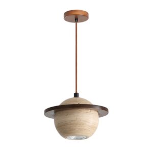 Nordic Aesthetic Wabi Sabi Chandelier Yellow Travertine Marble Middle Sized Hanging Light for Dining Table Aisle Bedroom SSM-2083 image 1