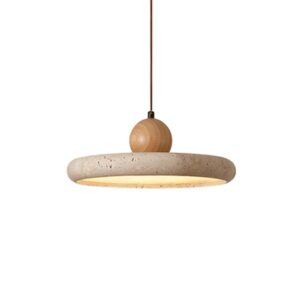 Wabi Sabi Circular Stone Decor Pendant Light Dining Room Kitchen Island Table Hotel Restaurant Bar Travertine Hanging Lamp SSM-2018 image 1
