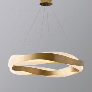 Elegant Ribbon Design Luxury Style Golden Round Hanging Pendant Lamp JY9015 SSM-8129 image 1