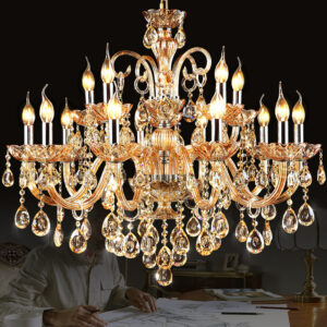 Candle Chandelier Light Modern Crystal Lamp Hotel Big Crystal Lamp for living room Amber Chandelier Hanging pendant Lighting SSM-8095-02 image 1