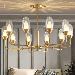 Modern Brass Candle Chandelier Gold Metal Pendant Light for Home Office Dining Room Living Room Kitchen Island Indoor Decor WSM-8011 image 1