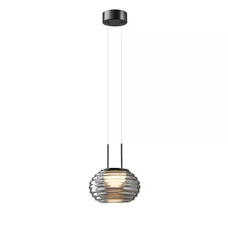 Bedroom bedside LED striped glass chandelier Restaurant bar Single head living room minimalist pendant lights