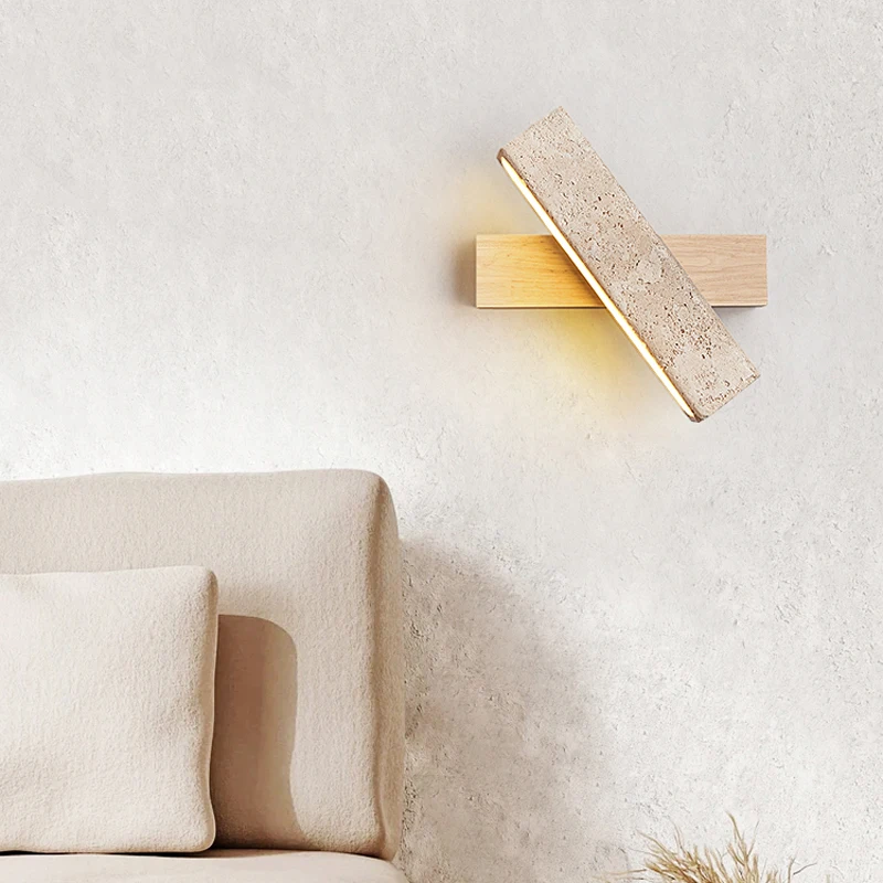 2024 New Creative Personalized Stone LED Home Decoration Light Wabi Sabi Simple Adjustable Bedroom Bedhead Atmosphere Wall Lamp