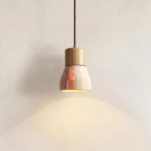 Japanese Style Wabi Sabi Small Walnut Home Stay Restaurant Pendent Light Creative Natural Yellow Stone Led Room Decoration Lamp SSM-2027 image 1