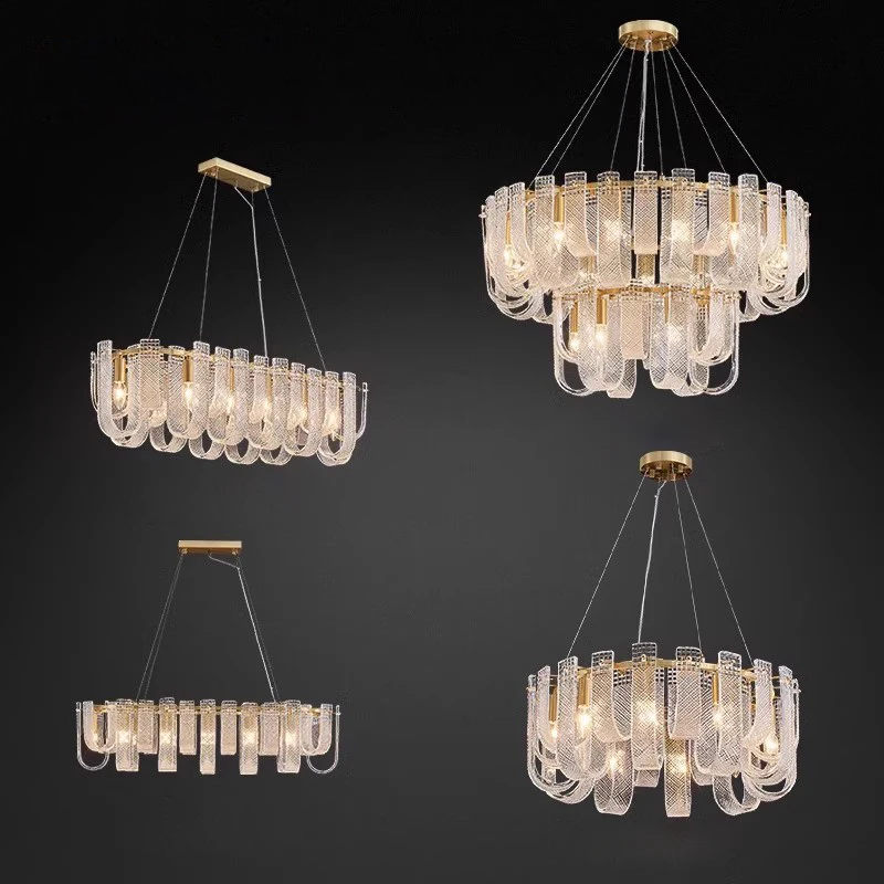Modern 3D Printed French Brass Chandelier Warm White Ring Hanging Lamps for Foyer Living Room Dining Room Copper Ceiling