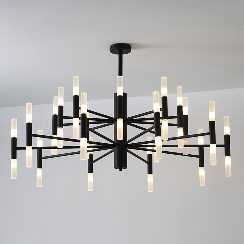 Scandinavian Living Room Showroom LED Pendant Lamp New Multi Head Modern Dining Room Bedroom Indoor Gold Black Chandelier