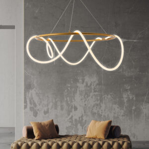 PM Modern Luxury Round Silicone Chandelier Musical Notes Artistic Design Dining Table Pendant Lamp Tube Winding Line Light SSM-8056 image 1