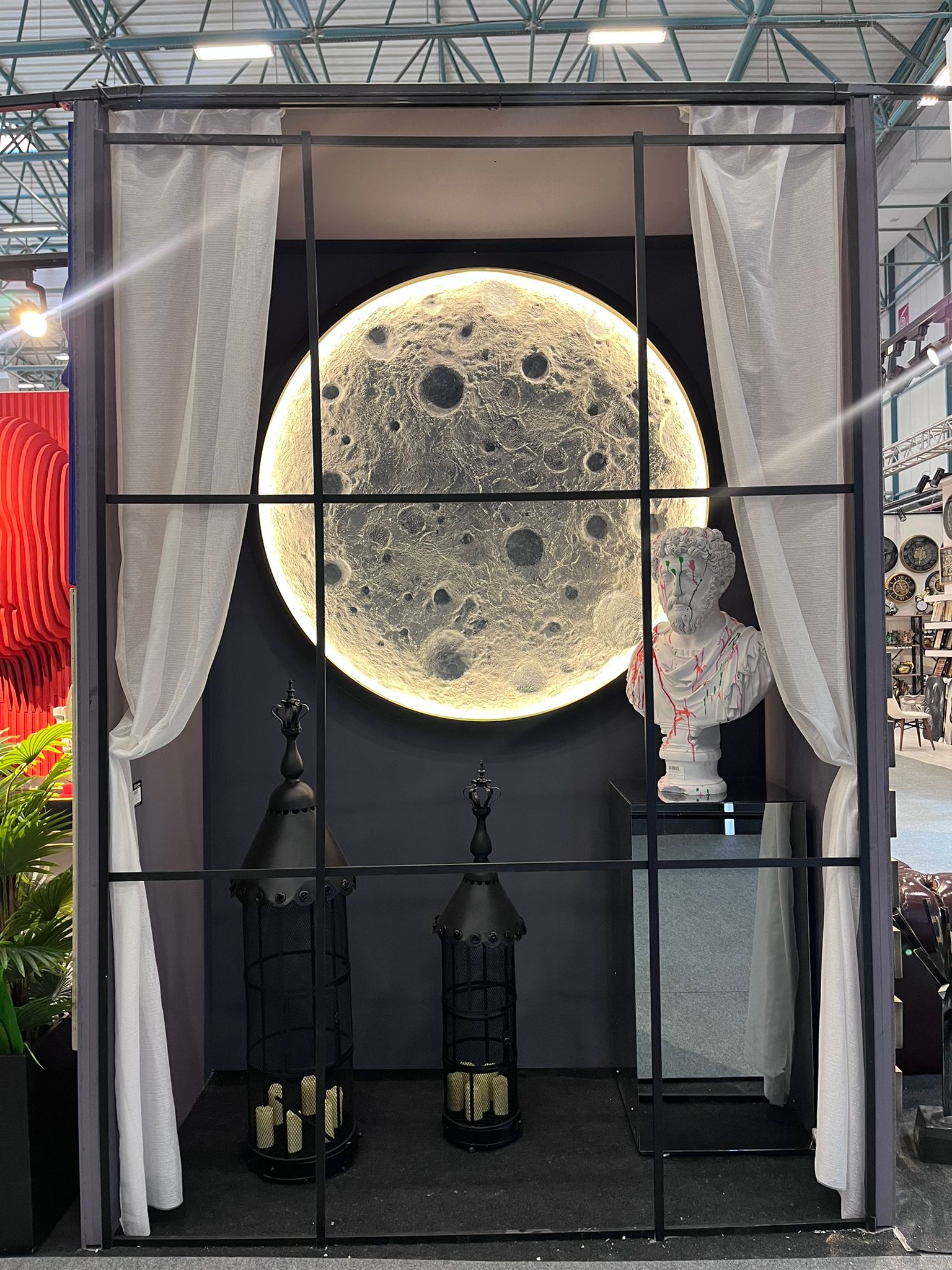 Custom Colors 3D Texture Handmade Oil Painting LED Lightning Moon for Hotel Living Room Wall Decor Canvas Base Home Wall Art