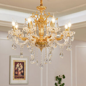 Golden luxury crystal chandelier modern indoor pendant light for living room restaurant wedding decoration luster crystal lamp SSM-9121 image 1