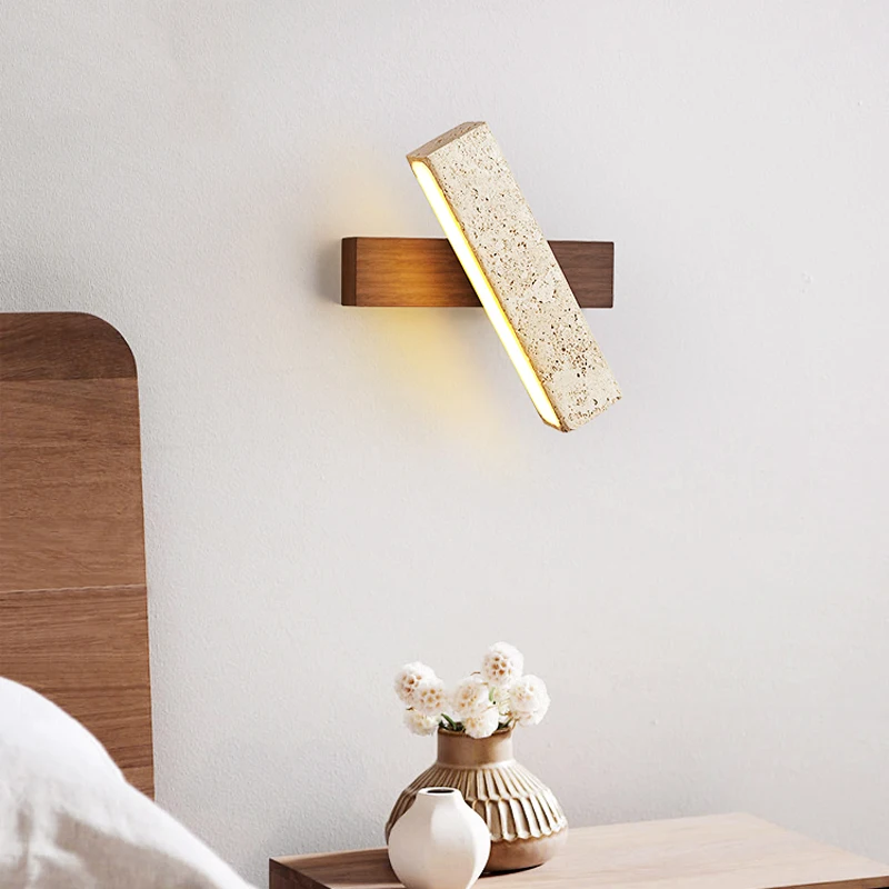 2024 New Creative Personalized Stone LED Home Decoration Light Wabi Sabi Simple Adjustable Bedroom Bedhead Atmosphere Wall Lamp