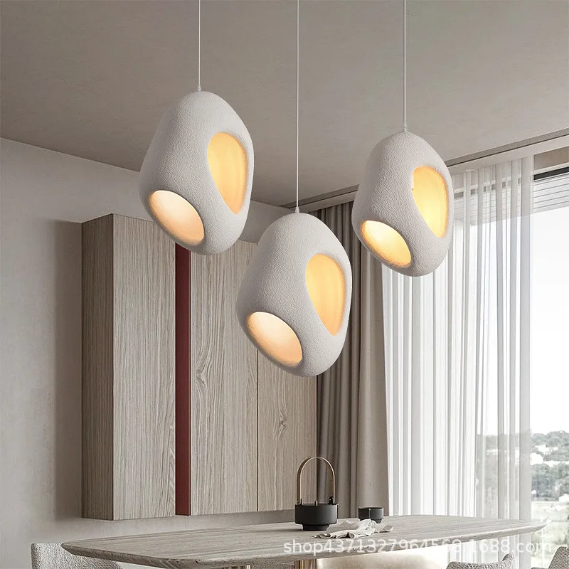 Modern Wabi Sabi Kitchen Dinning Hanging Lamp Pendant Lamp Lights Fixtures Ceiling Oval Bean Resin Chandeliers Pendant Lights