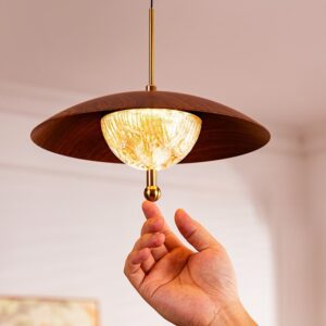 Ancient Style Walnut Color Dining Room Chandelier Smart Touch Table Bar Lamp with Lifting Line Light Pendant Lights SSM-8002 image 1