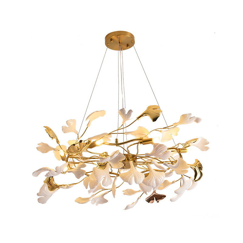 Modern American Style Indoor Dining Room Chandelier Golden Brown Ceramic Pendant Iron 220V Ceiling Home Lighting Hanging 220V
