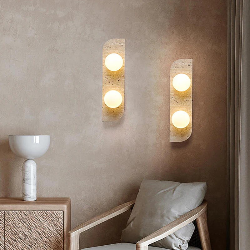 Wabi Sabi LED Stone Decorative Light for Living Room Bedroom Apartment Corridor Stairs Travertine Wall Lamp