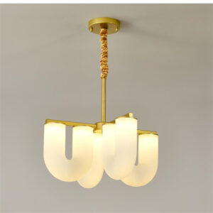 Modern Design White Gold Glass Middle Pendant Light High End Chandeliers Room Ceiling Installation AC Power Source SSM-3027 image 1