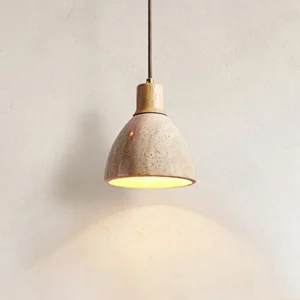 Japanese Cream Style Household Travertine Pendent Light Wabi Sabi Small Fresh Dining Hall Room Walnut Decoration Droplight SSM-2031 image 1