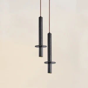 Japanese Natural Yellow Travertine Apartment Home Decoration Strip Pendent Lamp Nordic Minimalist Black Restaurant Led Droplight SSM-2030 image 1