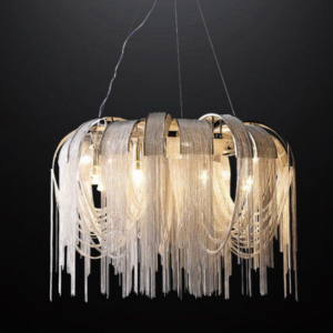 Modern Sliver Aluminum Chain Tassel Round Chandelier Luxury Vintage Hanging Lights SSM-8131 image 1