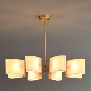 Luxury Copper Chandelier with Fabric Shade Modern Crystal Branch Ceiling Light for Dining Room Hotel Villa Elegant Light WSM-8001 image 1