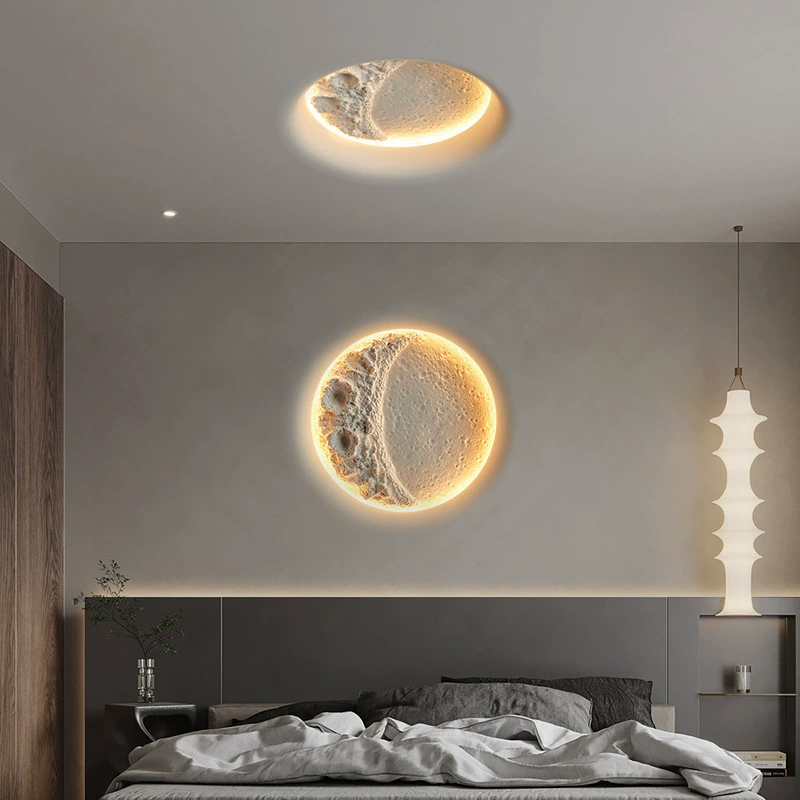Led Chandelier Nordic Modern Simple Creative Personality Design Moon Plaster Wall Lamp for Bedroom Living Room Study