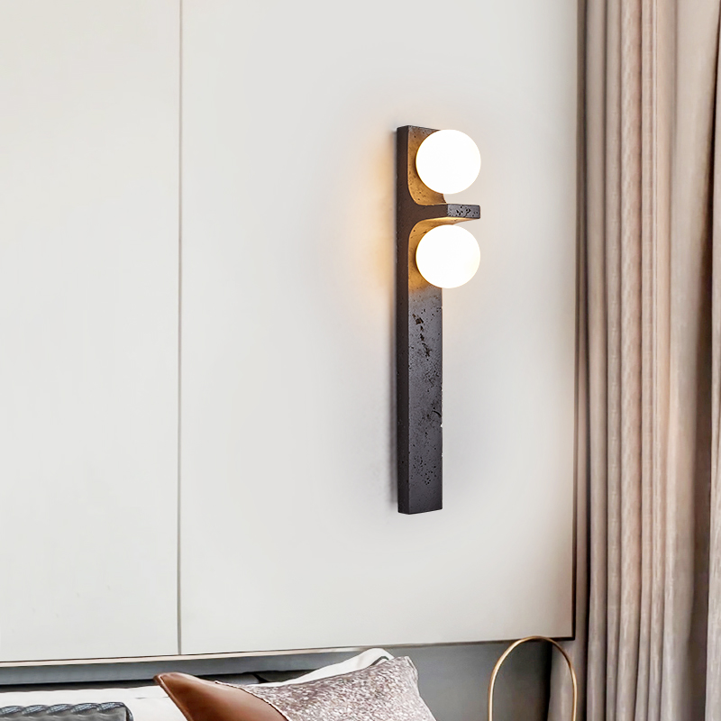 UP Lights Black Travertine Wall Lamp Bedroom Bedside Black Wall Lamp for Staircase Decoration