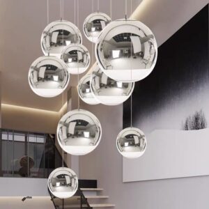 Modern Small Global Gold Glass Pendant Lights Many Sizes Electroplated Shopping Mall High Ceiling Hanging Lamp Decoration Lights WSM-2905 image 1