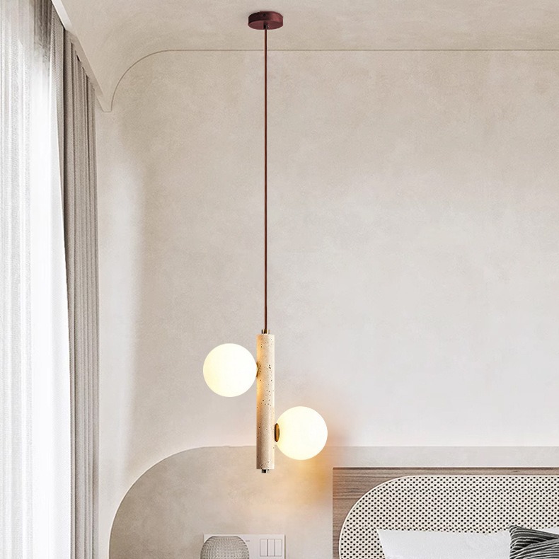 Modern Creative Frosted Glass Crystal Chandelier Round Ball Nature Strip Pendant Light for Living Room or Bedside
