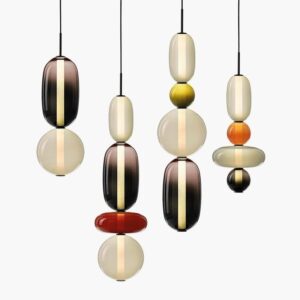 Nordic Creative Stained Colored Glass Chandelier Art Style Pendant Light Restaurant Living Room Decor Pendant Lamp SSM-3215 image 1