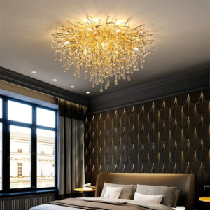 Custom House Decoration Gold Aluminum Lighting Hotel Wedding Round Crystal Chandelier Ceiling Lamp SSM-6028-01 image 1