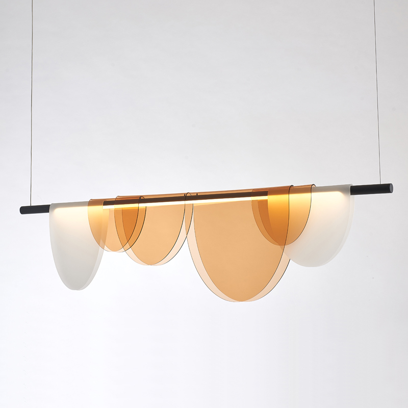 Modern Minimalist Nordic Hanging Ceiling Chandelier Lamps Colorful Acrylic Black Metal Led Long Dining Table Decor Pendant Light