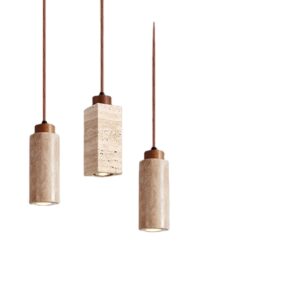 Three Head Yellow Marble Chandelier Dining Table Japanese Wabi Sabi Travertine Nordic Bedside Restaurant Aisle Led Pendent Lamp SSM-2047 image 1