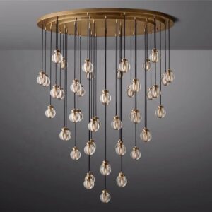 Modern All Copper Crystal Chandelier for Bedroom Headboard Simple Creative Water Drop Design for Villa Staircase WSM-8021 image 1