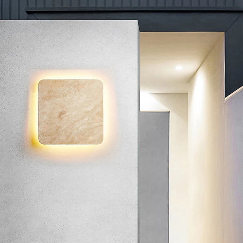 New Natural Yellowstone Ip65 Waterproof Led Wall Lamp Square Villa Courtyard Entrance Corridor Restaurant Decorative Lights
