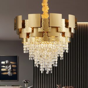 Luxury Brass Gold Crystal Chandelier Modern Wedding Hall Ceiling Restaurant Hanging Lighting Fixture Home Decoration SSM-9220 image 1