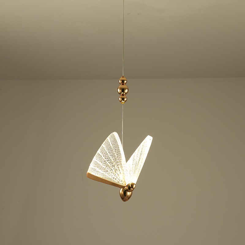 Light Luxury Butterfly LED Pendant Lamp Nordic Bedside Chandelier Staircase Bedroom Restaurant Lighting
