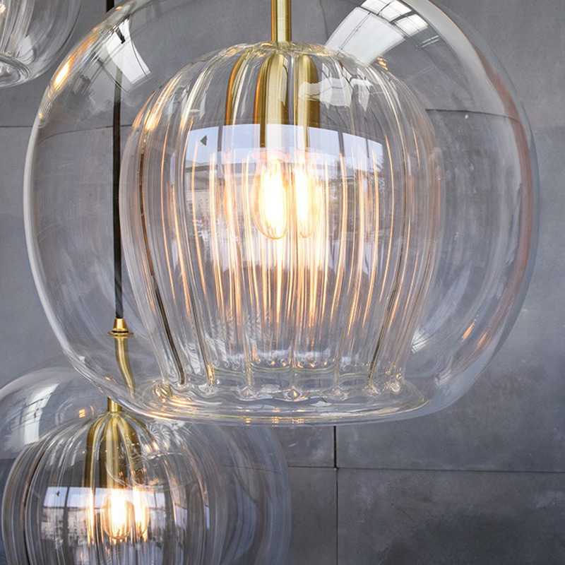 Modern Simple Industrial Wind Dining Room Chandelier Creative Personality Glass Compound Stair Lamp Home Pendant Lights Dining
