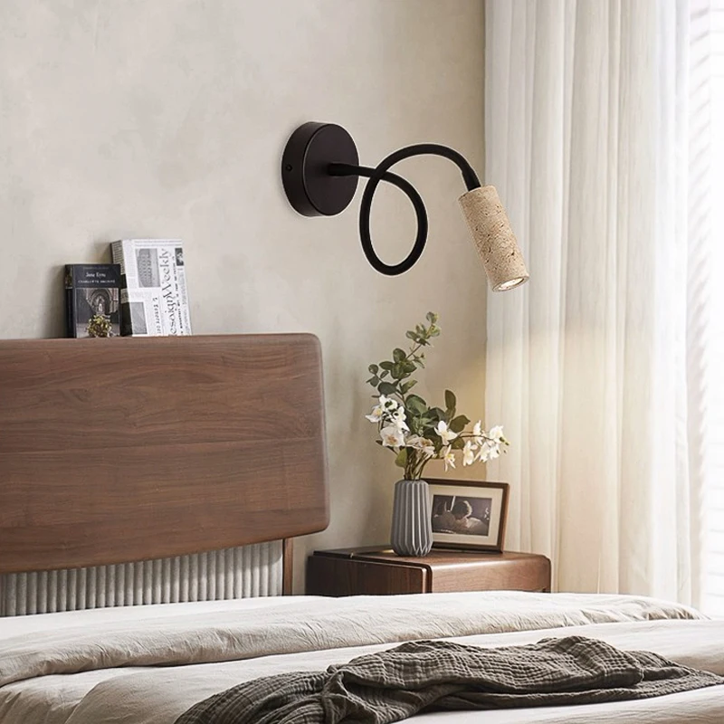 Postmodern Creative Adjustable Flexible Pipe Wall Lamp Led for Bedside Bedroom Study Corridor Yellow Stone Decor G9 5W