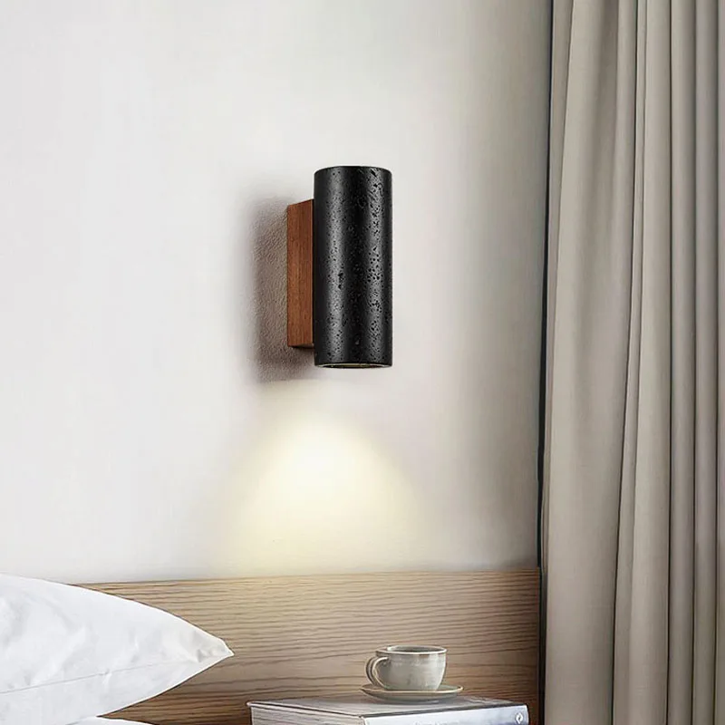 New Wabi Sabi Black Hole Stone Decor Bedside Wall Light Led Background Corridor Stairway Bedroom Hotel Restaurant Travertine