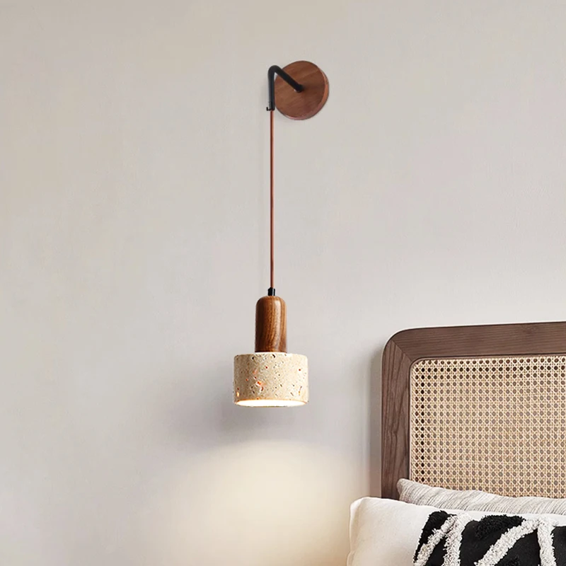 Hot Style Wabi Sabi Natural Stone Hanging Travertine Wall Lamp Home Decoration Homestay Bedroom Bedside Living Room