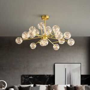 Gold Star Shape Modern Simple Stylish Copper Pendant Light Indoor Hanging Glass Chandelier for Kitchen Dining Bedroom Lighting WSM-8056 image 1