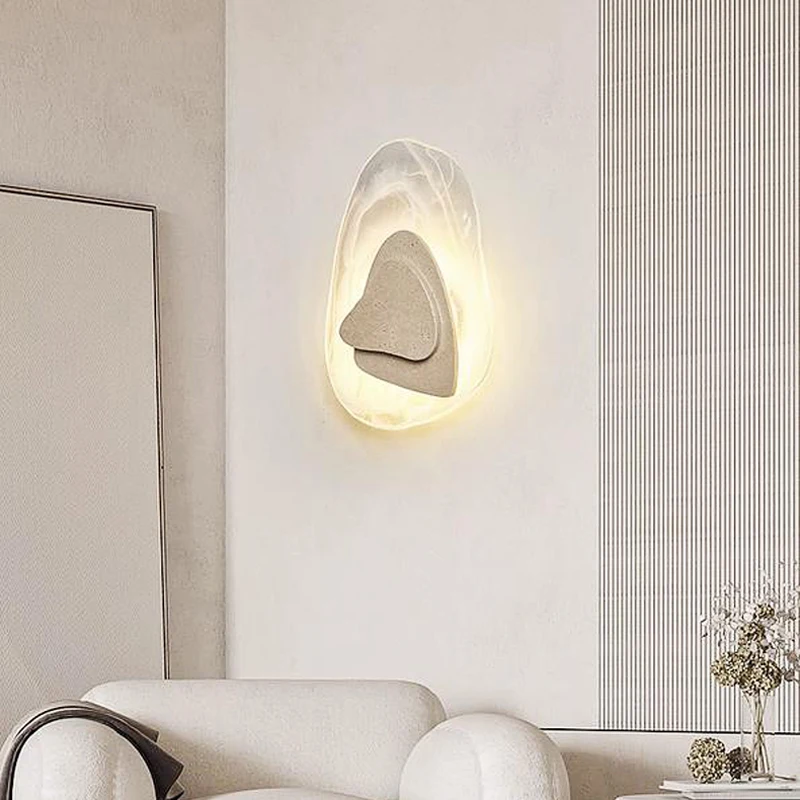 Scandinavian Creative Glass Stone Sconce Living Room Bedroom Staircase Outdoor Waterproof LED Atmosphere Decoration Wall Lamp
