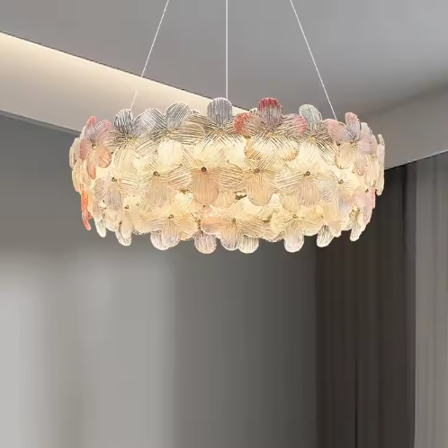 Luxury Copper Pendant Light Wedding Flower Table Stand Shiny Wedding Decoration Metal Centerpiece With Hanging Crystals