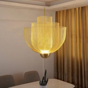 Iron Art Mesh Chandelier Metal Grid Pendant Light Italy Design Led Hang Lamp for Dining Room Restaurant SSM-9811 image 1